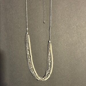 Elegant Silver and Cream Beaded Necklace